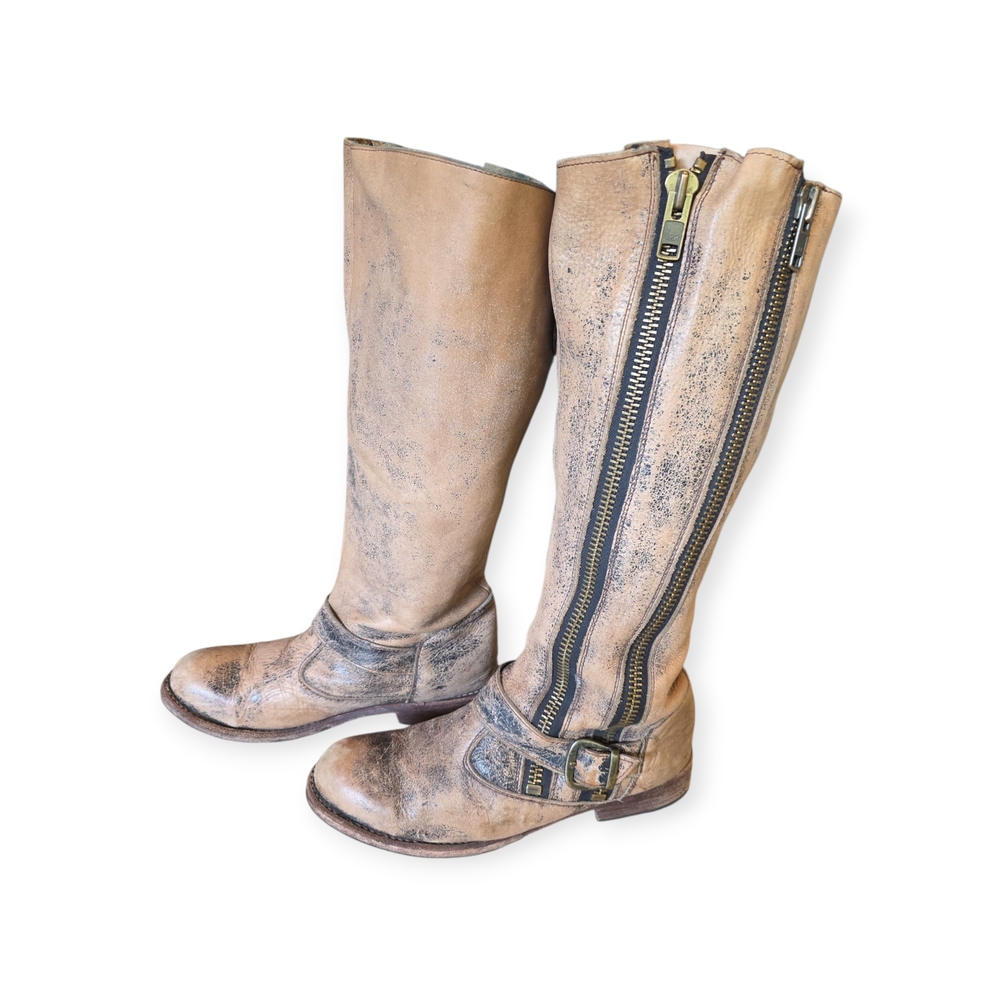 Bed Stu Tan Heeled Boots with Buckle Detail - Picture 2 of 8